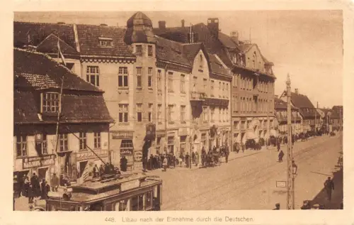 Lettland 1917 Liepaja Libau nach Einnahme durch Deutsche Geschäfte 1. Weltkrieg Feldpostkarte