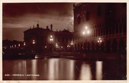 Italien 1939 Venezia Venedig bei Nacht Vintage Postkarte