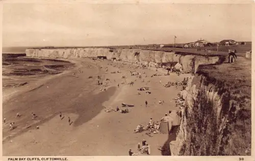 A904 England Cliftonville Palm Bay Cliffs Beach Vintage Postkarte