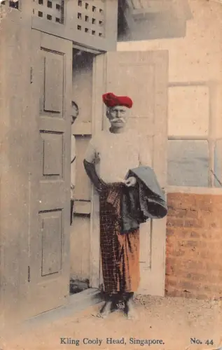 Singapur Kling Cooly Head Man Traditional Costume Vintage Postkarte