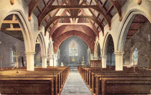 B057 England 1906 St Andrew's Church Deal Interieur Vintage Postkarte