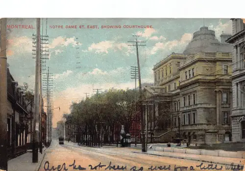 Kanada 1909 Montreal Notre Dame St East zeigt Gerichtsgebäude alte Postkarte