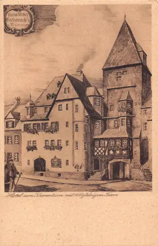 A172 Deutschland 1937 Gasthof Altes Haus Hotel Zum Kranenturm Bacharach Postkarte