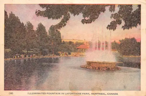Kanada 1946 beleuchteter Brunnen im Lafontaine Park Montreal Vintage Postkarte