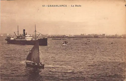 Marokko Casablanca La Rade Dampfschiff Vintage Postkarte