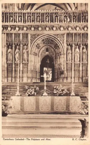England Canterbury Cathedral Kanzel und Altar Vintage Postkarte
