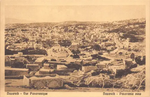 B066 Israel Nazareth Panorama Vintage Postkarte