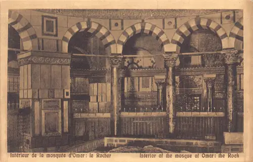 B066 Israel Jerusalem Innenraum der Moschee von Omar The Rock Vintage Postkarte