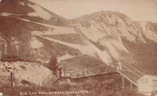 A788 England Folkestone Zig-Zag Path Warren RPPC Vintage Postkarte