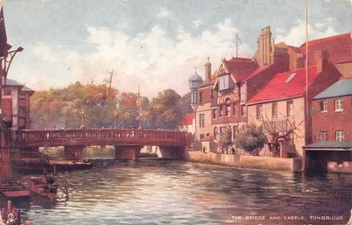 A789 England Tonbridge Bridge and Castle Vintage Postkarte