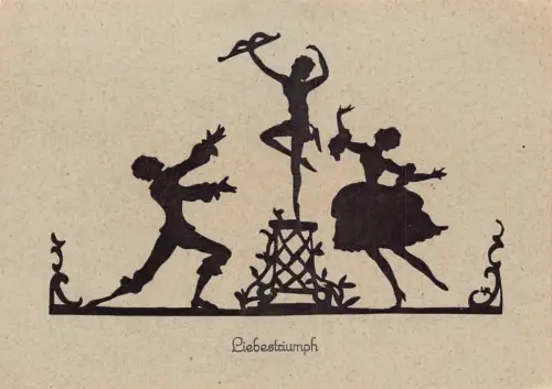 B164 Silhouette Liebestriumph Liebe Romantik Paar Ballerina Amor Postkarte