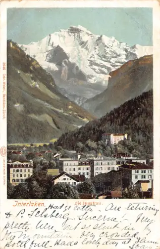 A761 Schweiz 1904 Interlaken Jungfrau Berg Vintage Postkarte