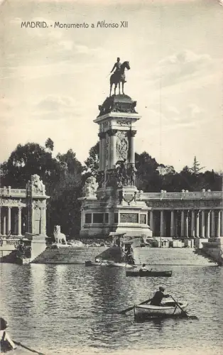 B170 Spanien Madrid Monumento a Alfonso XII Bootsleute Denkmal Vintage Postkarte