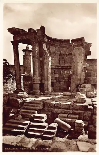 B166 Libanon Baalbek Temple de Venus RPPC Vintage Postkarte