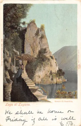 A796 Schweiz Lago di Lugano Rocco Gandria Bauernpflege Holz 1906 Postkarte