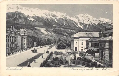 B173 Österreich Innsbruck Rennweg mit Nordkette Vintage Postkarte