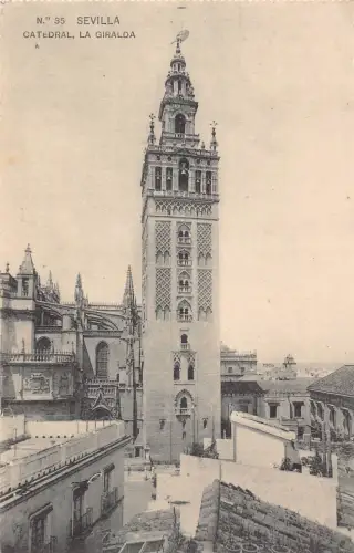 B170 Spanien Sevilla Catedral la Giralda Kathedrale Turm Vintage Postkarte