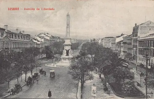B175 Portugal Lissabon Lisboa Avenida da Liberdade Vintage Postkarte