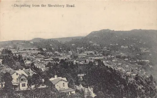 A004 Indien Darjeeling von der Shrubbery Road Panorama Vintage Postkarte