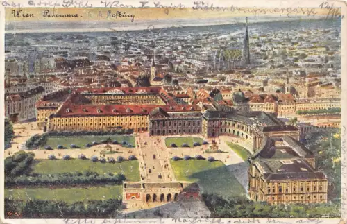 Österreich Wien Wien 1924 Panorama Hofburg Vintage Postkarte