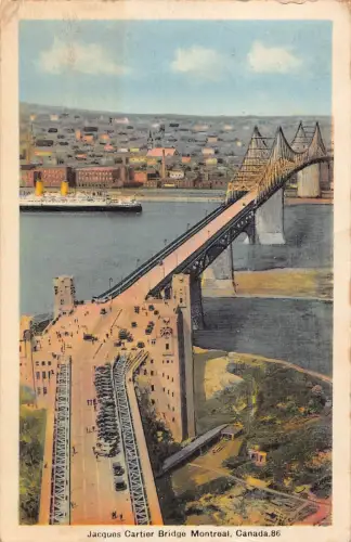 Kanada 1940 Jacques Cartier Brücke Montreal Vintage Postkarte