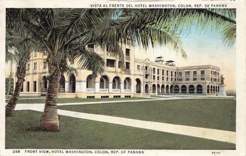 B176 Panama Frontansicht Hotel Washington Colon Vintage Postkarte