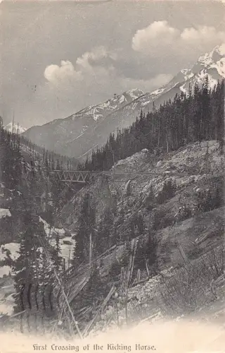 B166 Kanada 1910 Erste Überquerung des tretenden Pferdes Vintage Postkarte