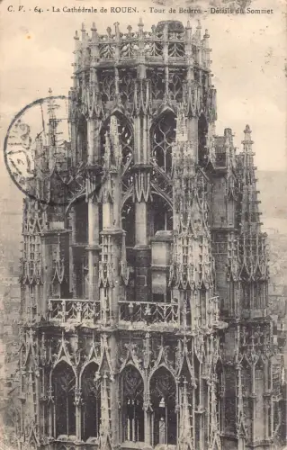 Frankreich 1910 Kathedrale Rouen Tour de Beurre Details du Sommet Vintage Postkarte