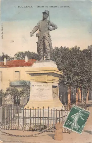 B169 Algerien Boufarik Statue du Sergent Blandan Vintage Postkarte