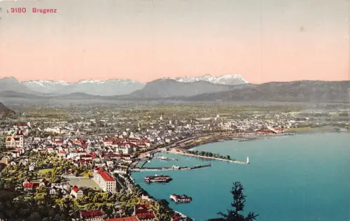 A003 Österreich Bregenz Panoramablick Vintage Postkarte