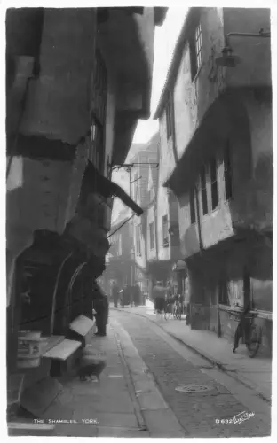 England The Shambles York Cat Bicycles RPPC Vintage Postkarte