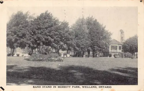 A766 Kanada 1949 Ontario Welland Band Stand in Merritt Park Vintage Postkarte