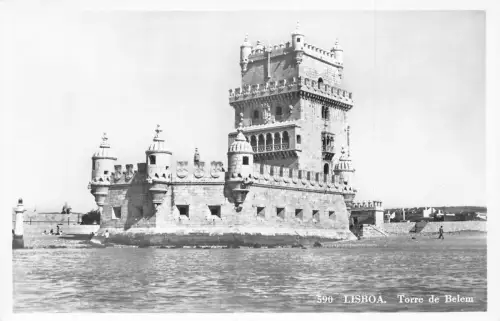 B175 Portugal Lissabon Torre de Belem Turm RPPC Postkarte
