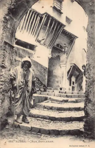 Algerien Alger Rue Boulabah Old Native Man Vintage Postkarte