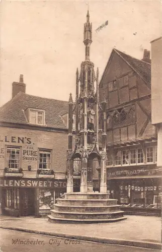 England 1912 Winchester City Cross Sweet Store Vintage Postkarte