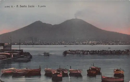 L279 Italien A Santa Lucia Il Porto Hafen Boote Berg Vesuv Postkarte