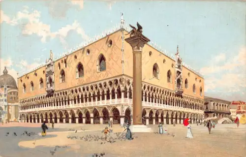 L279 Italien Gemälde Venedig Venezia Palazzo Herzog Palast Säule Vintage Postkarte