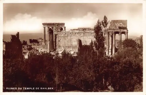 B176 Libanon Baalbek Ruinen des Tempels RPPC Vintage Postkarte