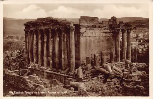 B176 Libanon Baalbek Ruinen des Tempels des Bacchus RPPC Vintage Postkarte