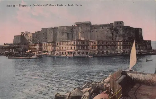 L279 Italien Napoli Neapel Castello dell'Ovo Porto a Santo Lucio Hafen Postkarte