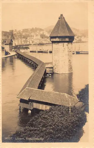 Schweiz Luzern Kapellbrücke Vintage Postkarte