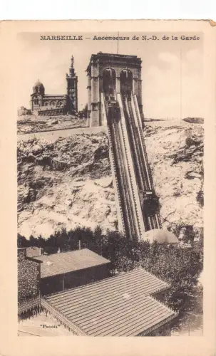 Frankreich Marseille Ascenseurs de ND de la Garde Standseilbahn Vintage Postkarte