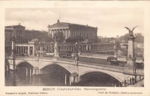 Deutschland Berlin Friedrichsbrücke Nationalgalerie Auto Doppeldecker Bus Postkarte