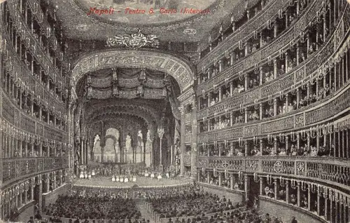 L278 Italien Napoli Neapel Teatro S Carlo Theater Innenraum Vintage Postkarte