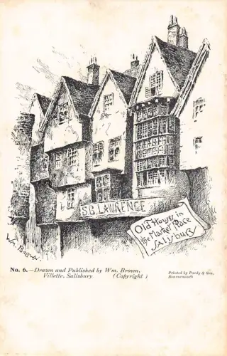 A771 England Art Old Houses in Market Place Salisbury Vintage Postkarte