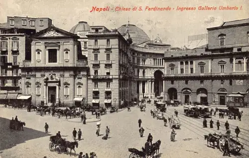 L278 Italien Napoli Chiesa di S Ferdinando Platz Straßenbahnen Wagen Postkarte