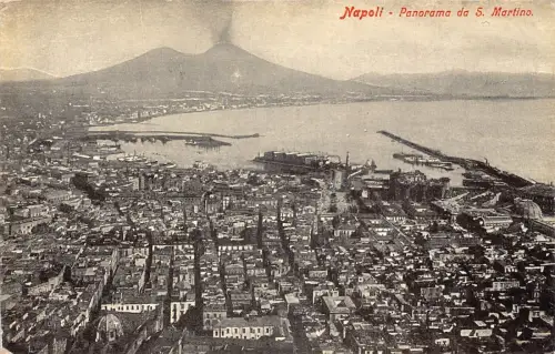 L278 Italien Napoli Neapel Gesamtansicht Berg Vesuv Meer Vintage Postkarte