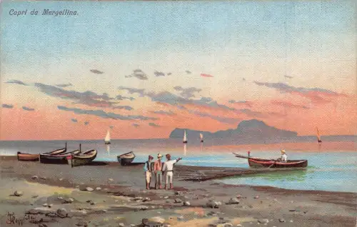 L278 Italien Neapel Gemälde signiert Floppola Capri da Merellina Fischerei Postkarte