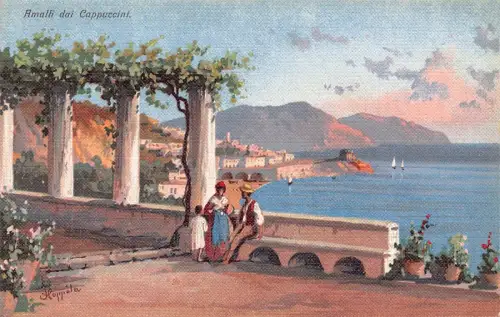 L278 Italien Napoli Amalfi dai Cappuccini Gemälde signiert Floppiola Postkarte