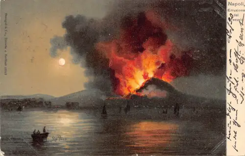B487 Italien 1903 Napoli Neapel Erruzione del Vesuvio Mondschein Postkarte